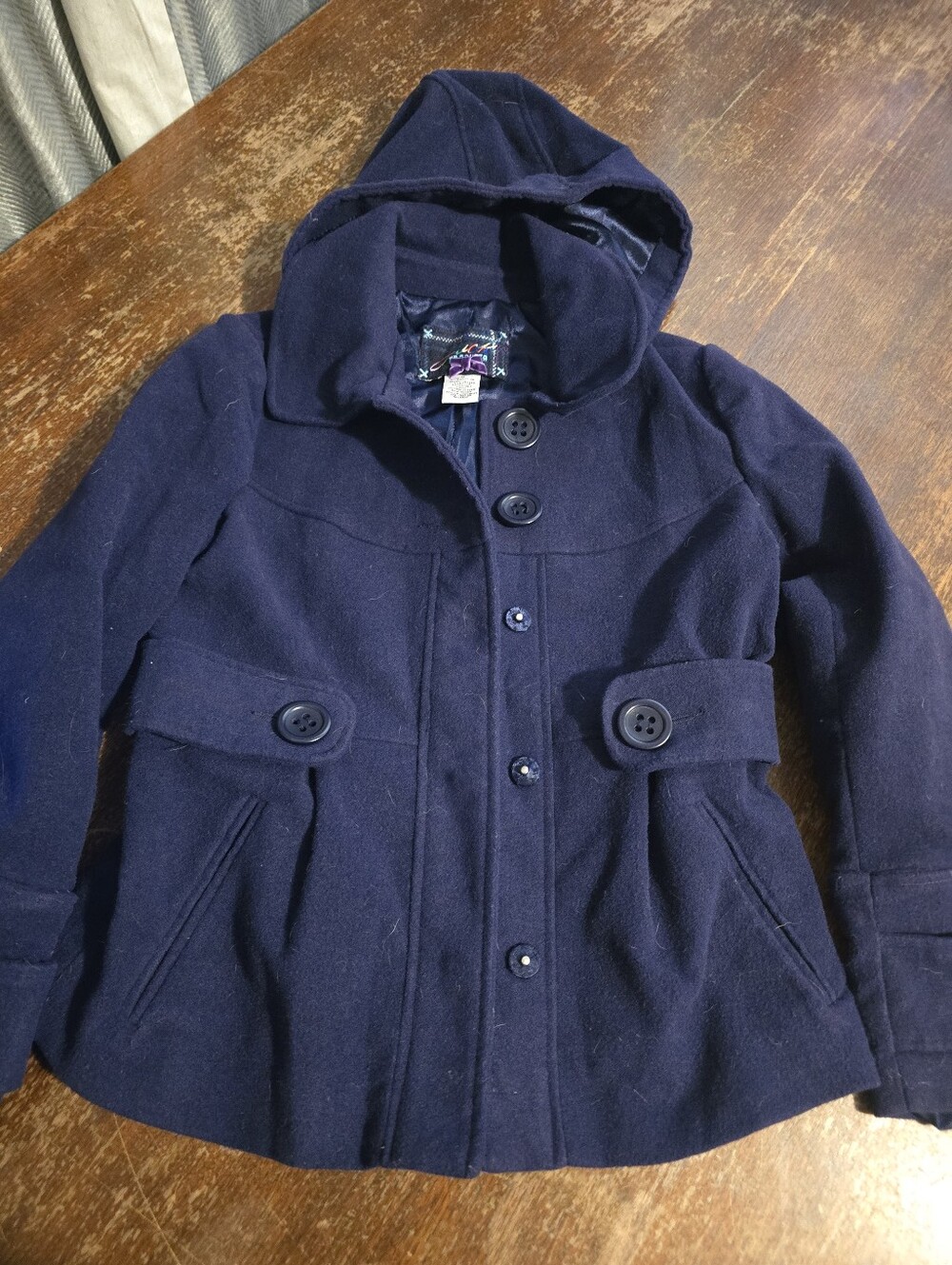 Navy Hooded Peacoat Jacket